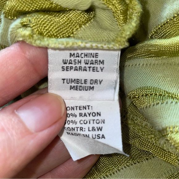 Cut • Loose Chartreuse Green Swing Top Relaxed Lagenlook Layered Style Rib Tunic - Picture 6 of 8